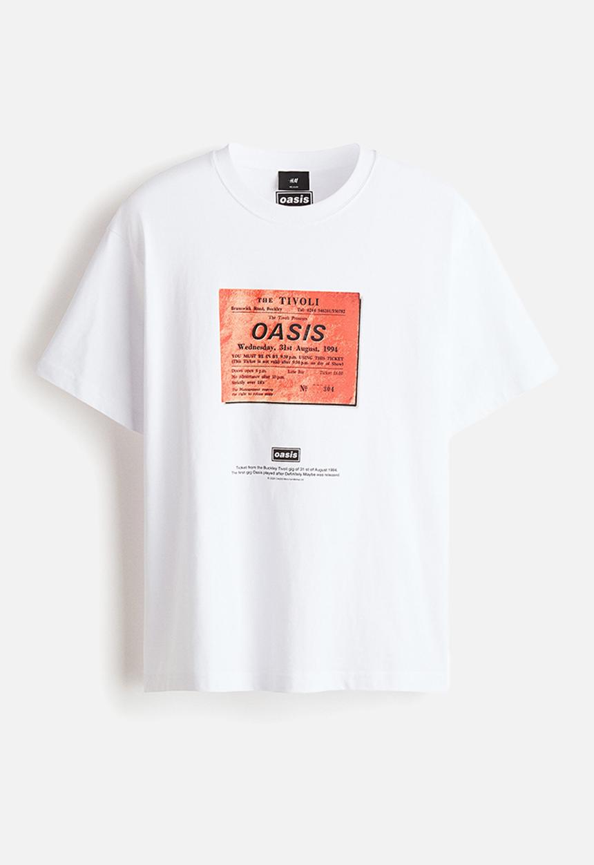 H&M - Loose fit T-shirt - white/oasis