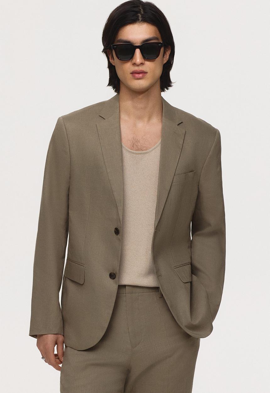H&M - Slim fit linen jacket - khaki green