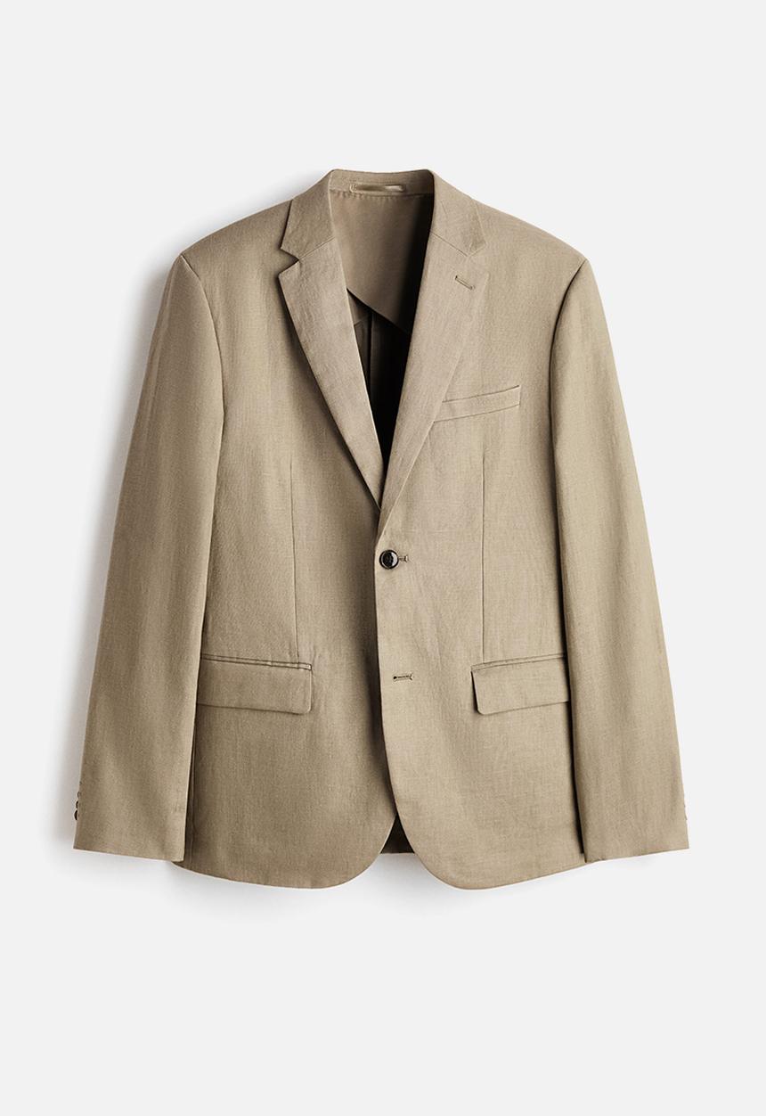 H&M - Slim fit linen jacket - khaki green
