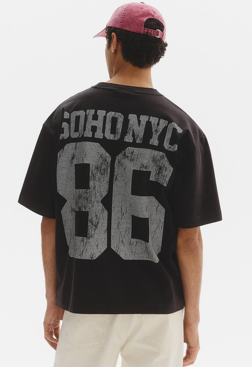 H&M - Loose fit printed T-shirt - black/soho nyc