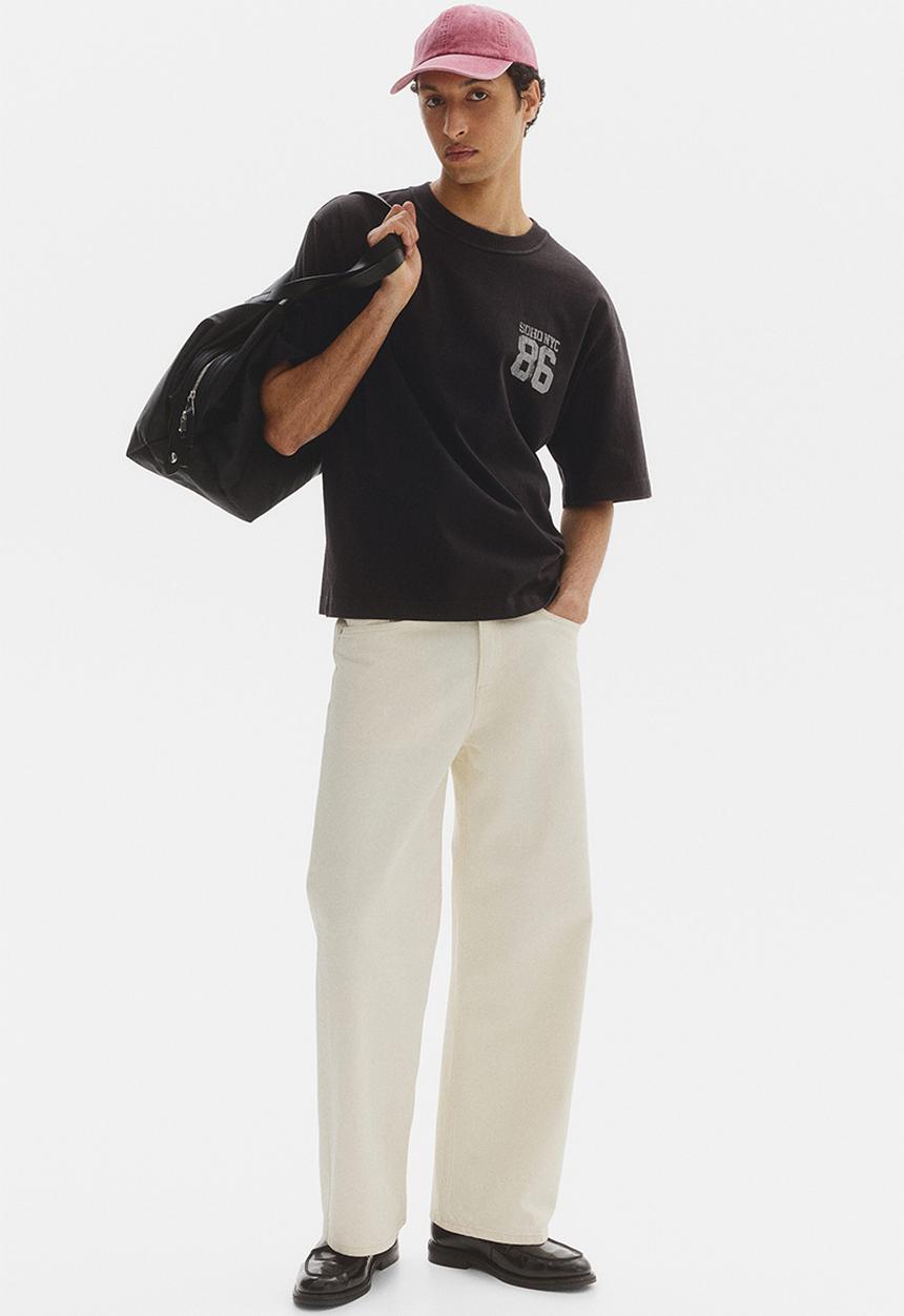 H&M - Loose fit printed T-shirt - black/soho nyc