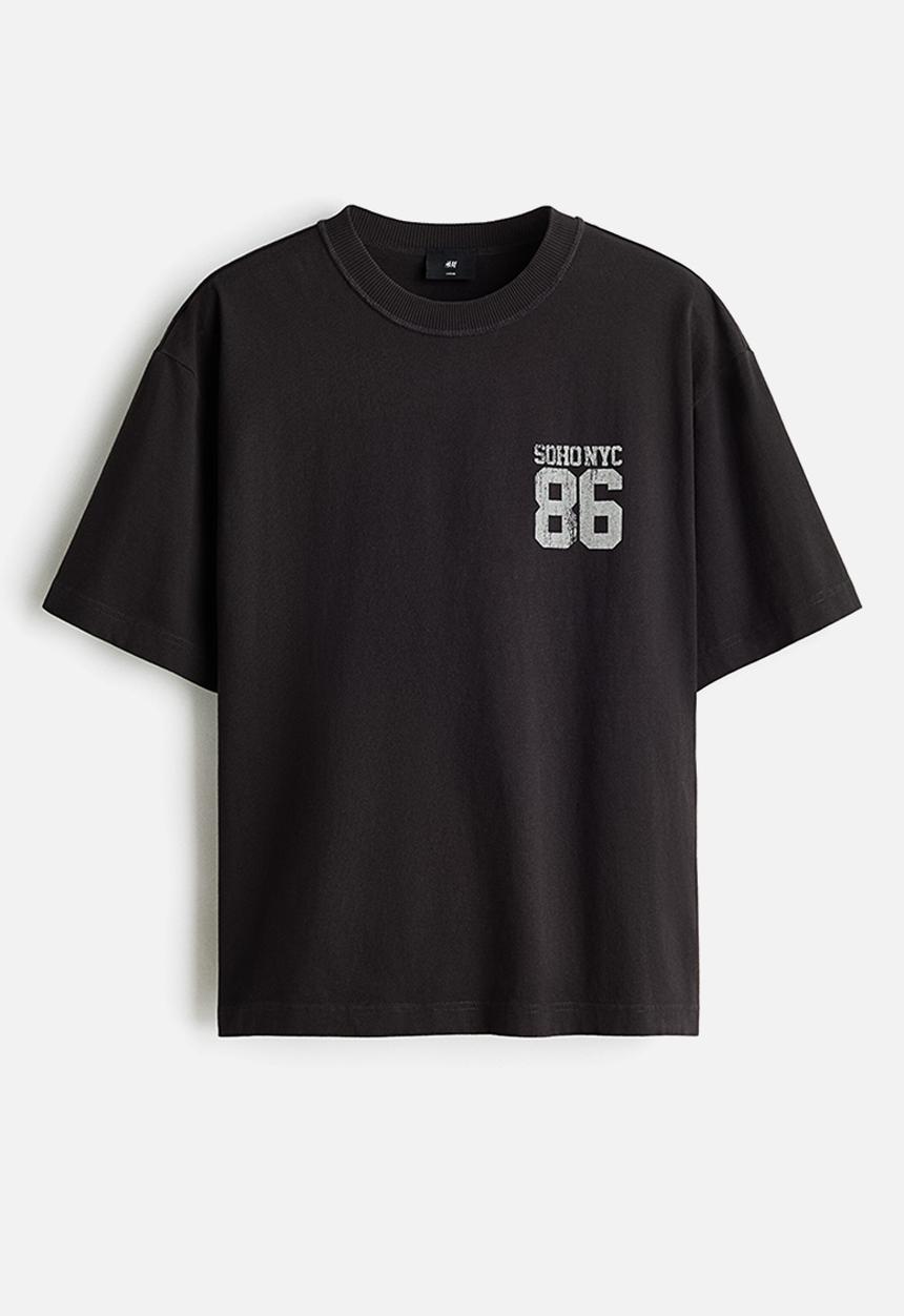 H&M - Loose fit printed T-shirt - black/soho nyc
