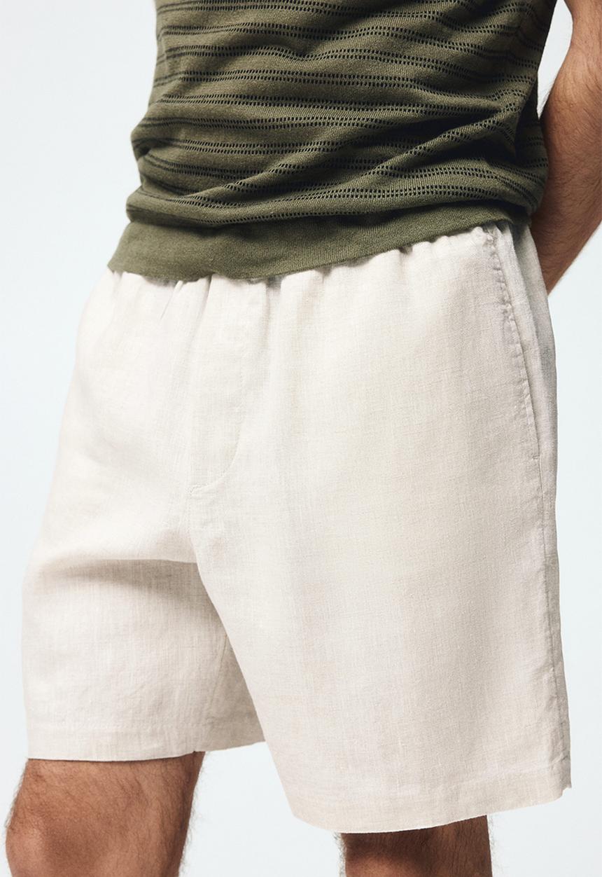 H&M - Relaxed fit linen shorts - light beige