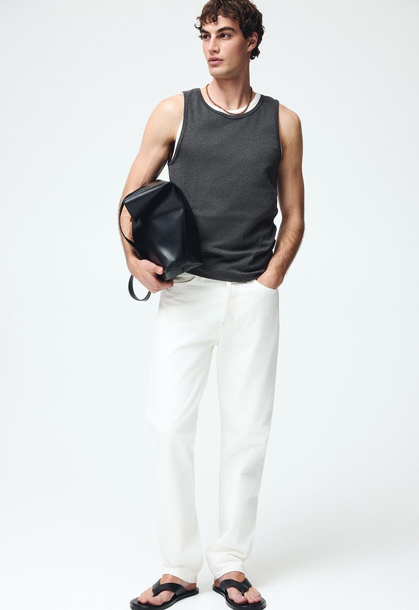 H&M - Slim fit ribbed vest top - dark grey