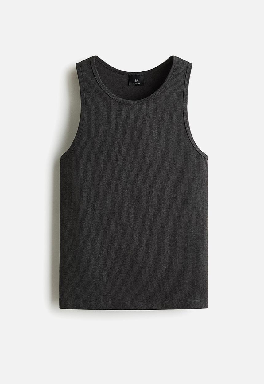 H&M - Slim fit ribbed vest top - dark grey