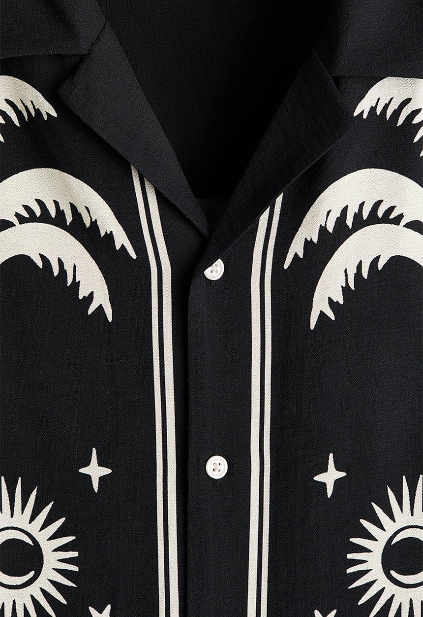 H&M - Relaxed fit printed resort shirt - black/patterned