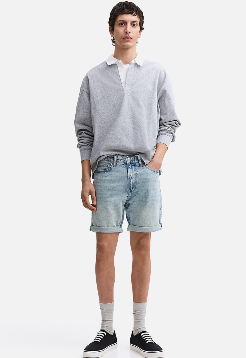 H&M - Slim denim shorts - light denim blue