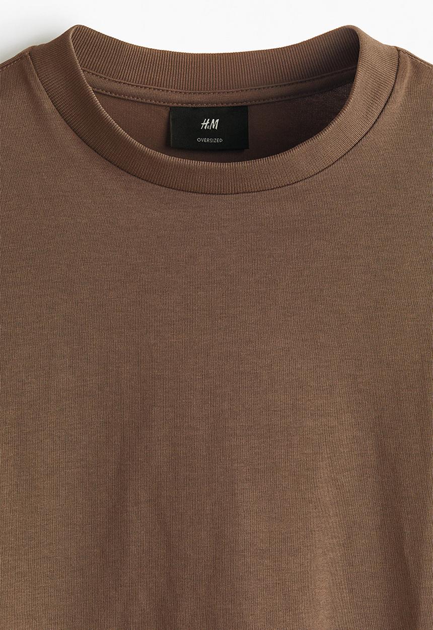 H&M - Oversized fit cotton t-shirt - brown