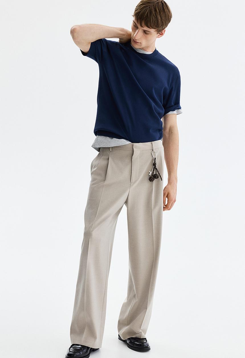 H&M - Slim fit knitted t-shirt - dark blue