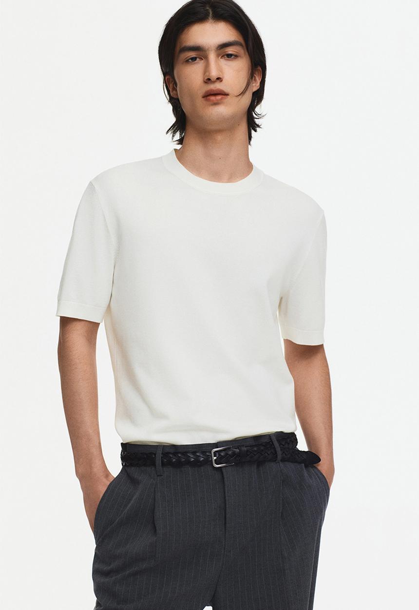 H&M - Slim fit knitted T-shirt - white
