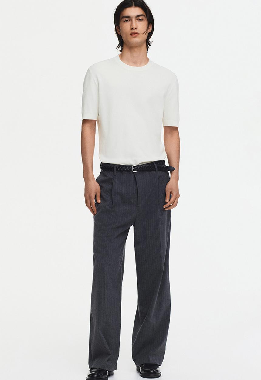 H&M - Slim fit knitted T-shirt - white