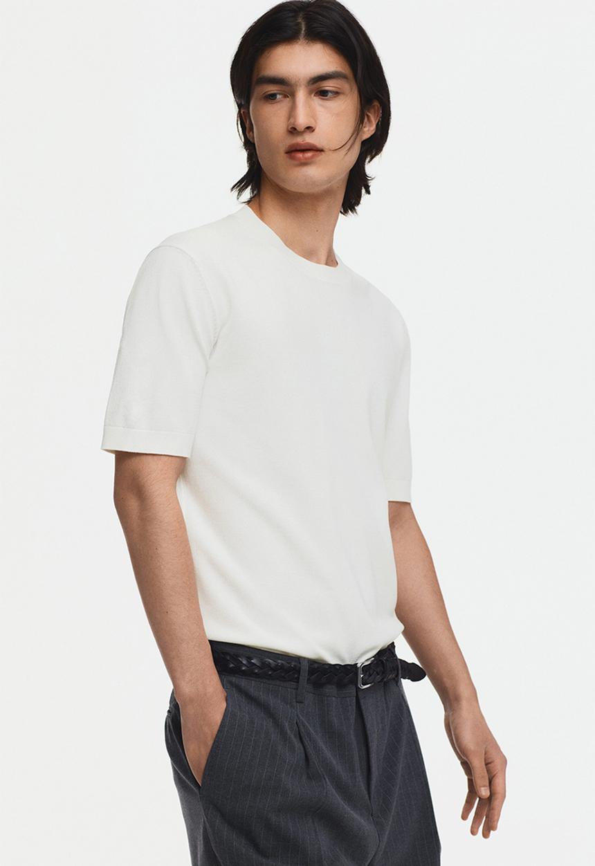 H&M - Slim fit knitted T-shirt - white