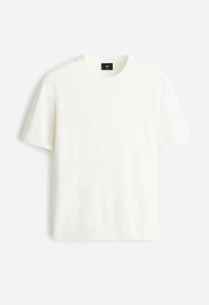 H&M - Slim fit knitted T-shirt - white