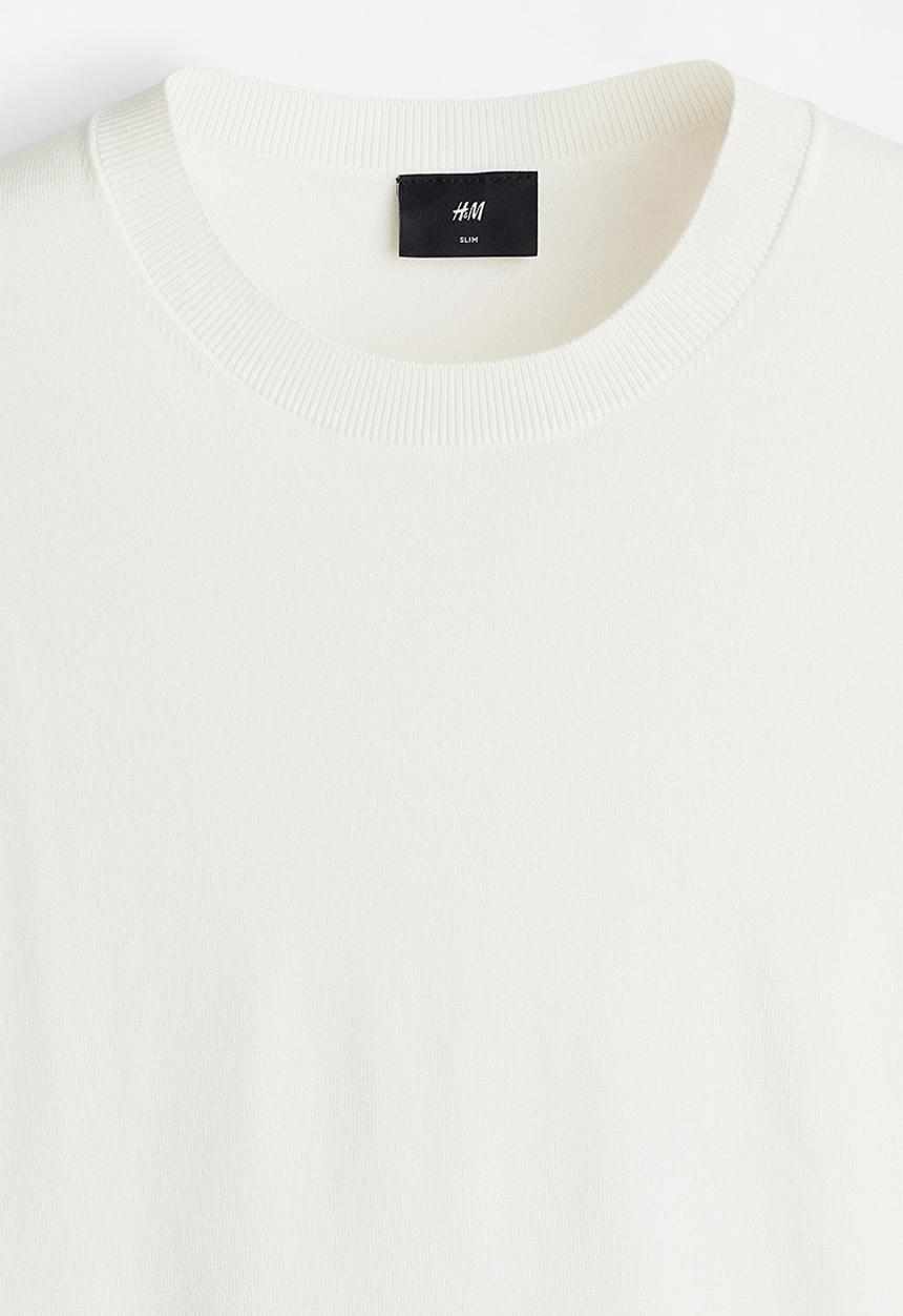 H&M - Slim fit knitted T-shirt - white