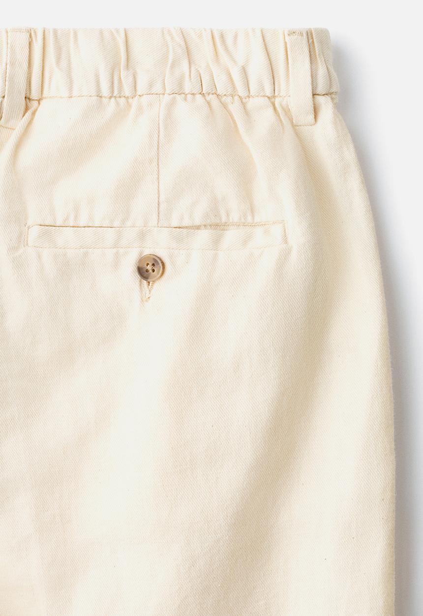 H&M - Loose fit wide linen-blend trousers - cream