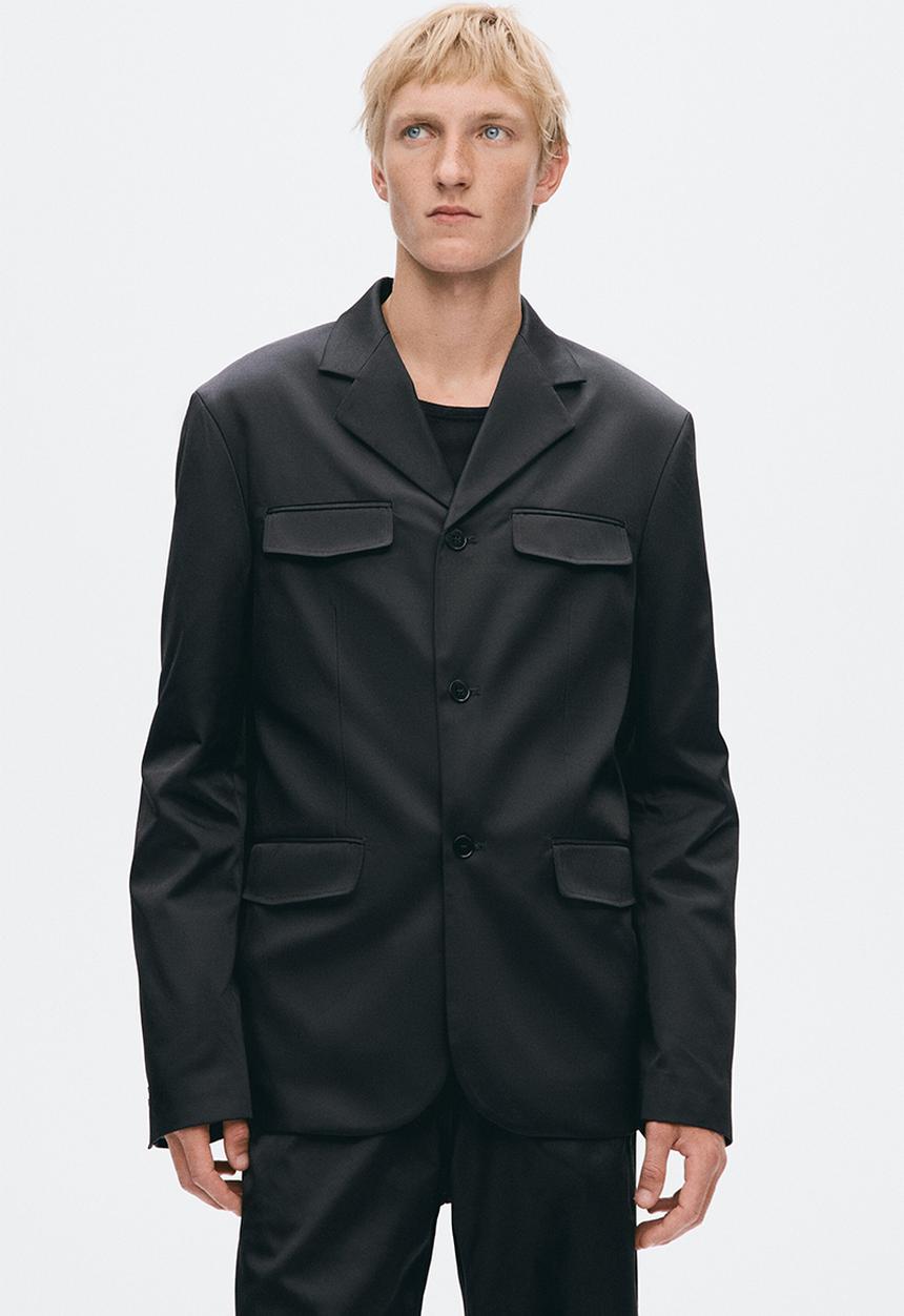 H&M - H&M Atelier:  Slim fit single-breasted twill jacket - black