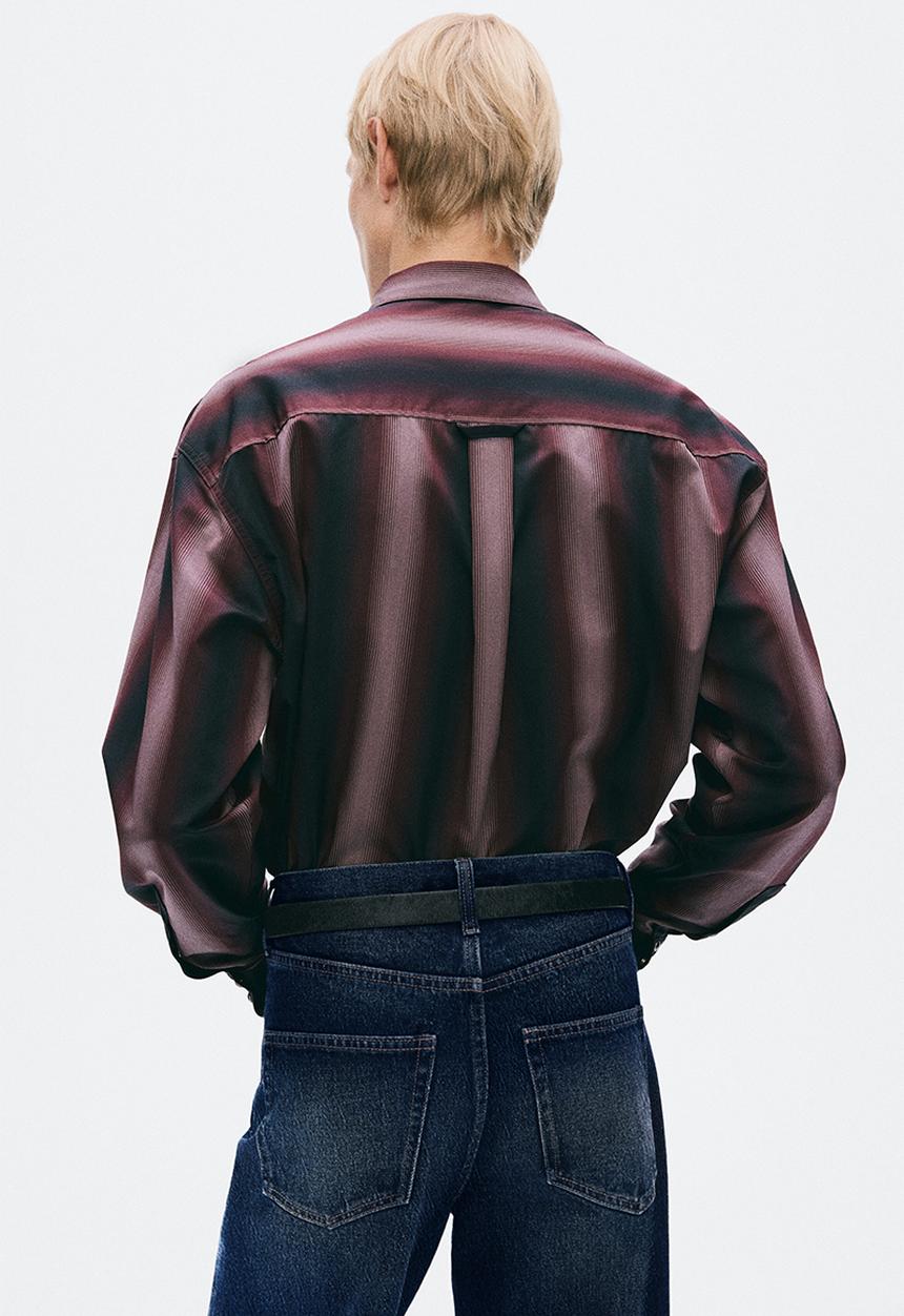 H&M - H&M Atelier:  Regular fit pima cotton shirt - burgundy/striped