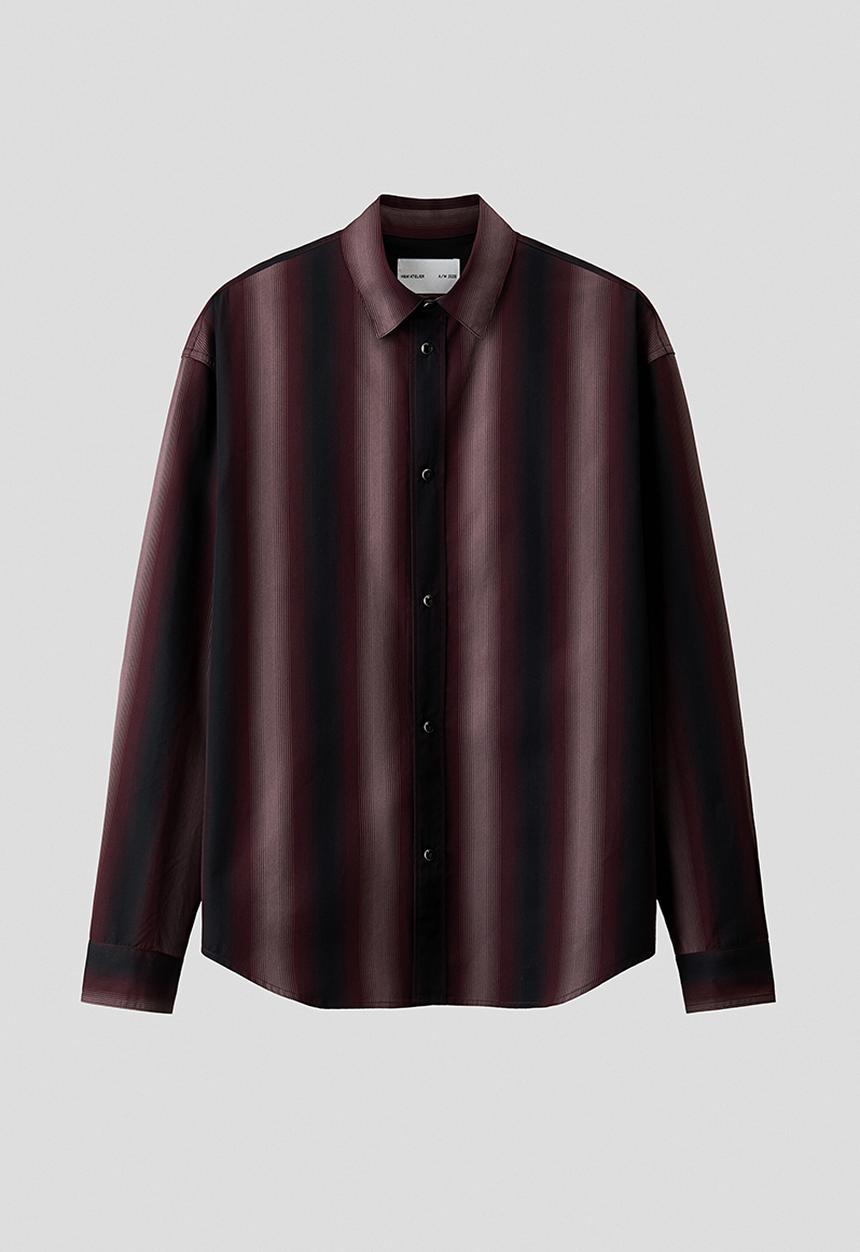 H&M - H&M Atelier:  Regular fit pima cotton shirt - burgundy/striped