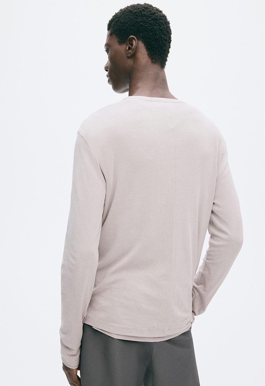 H&M - Slim fit cotton henley top - light grey