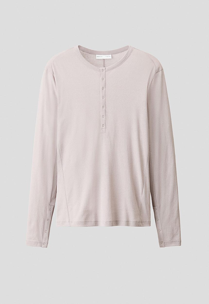 H&M - Slim fit cotton henley top - light grey