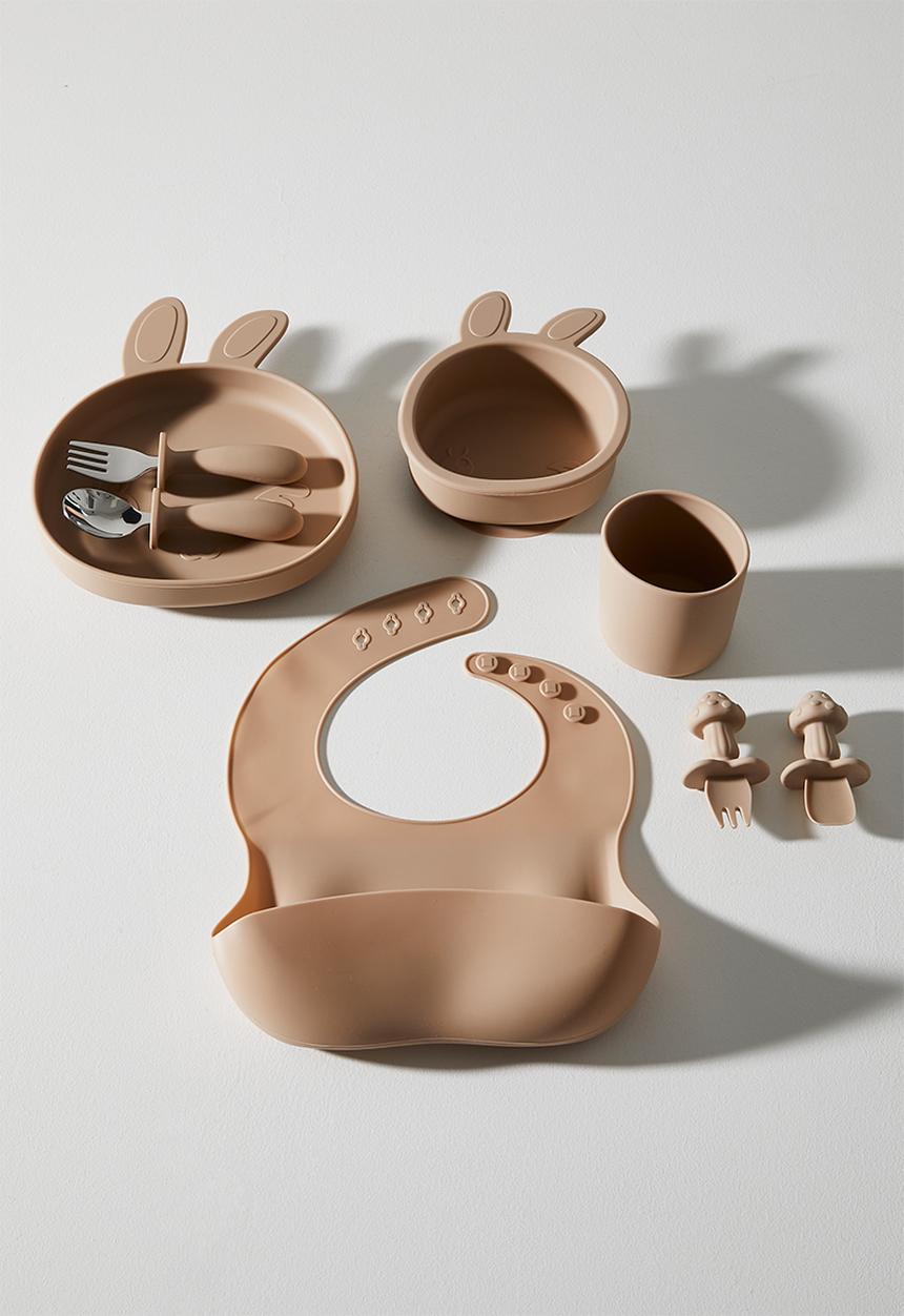 Pop Candy - Bunny silicone meal set - light brown