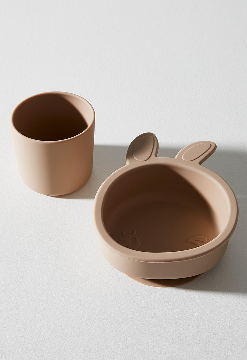 Pop Candy - Bunny silicone meal set - light brown