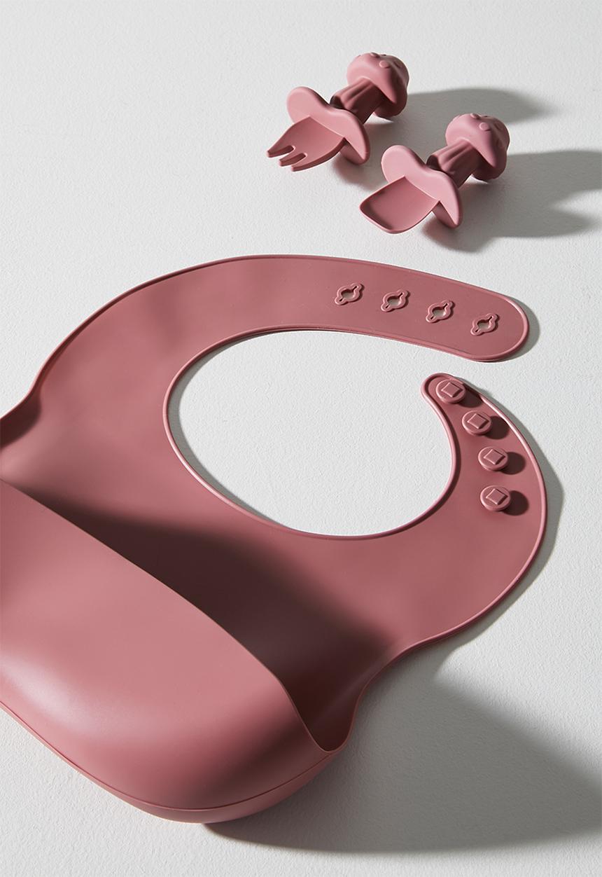 Pop Candy - Bunny silicone meal set - dark pink