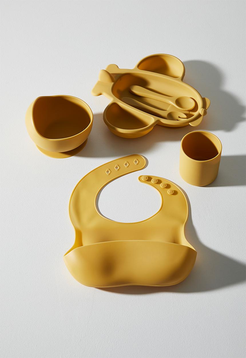Pop Candy - Airplane silicone meal set - mustard