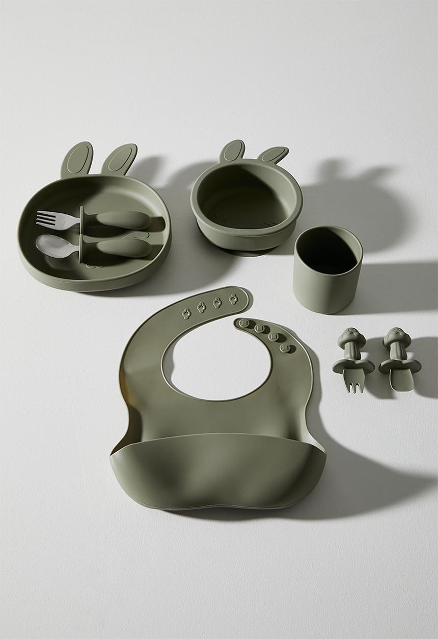 Pop Candy - Bunny silicone meal set - deep grey