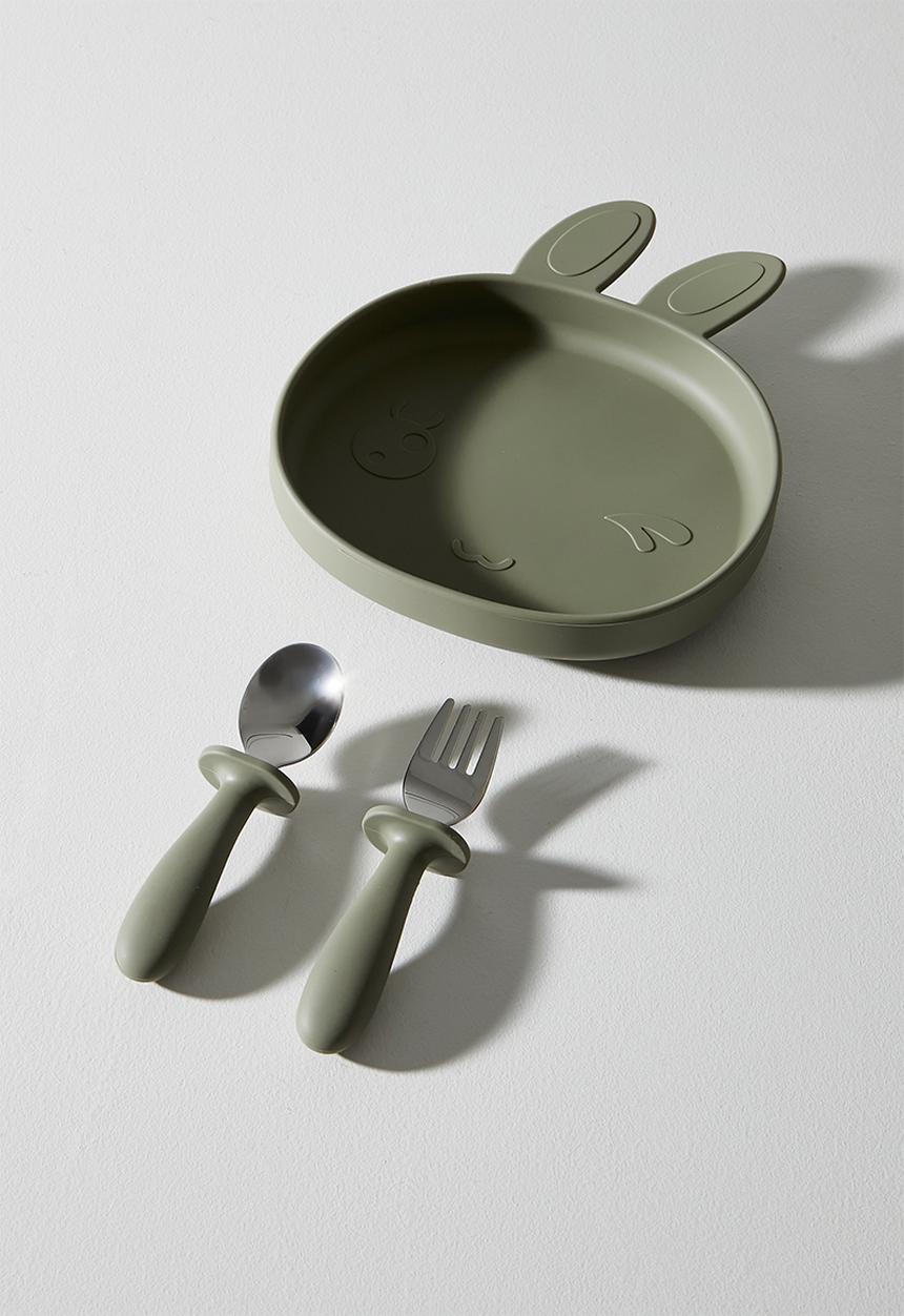 Pop Candy - Bunny silicone meal set - deep grey