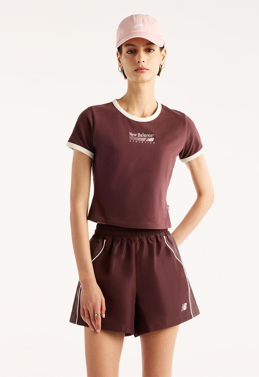 New Balance  - New Balance Trackside Ringer Tee - Cherry Leather