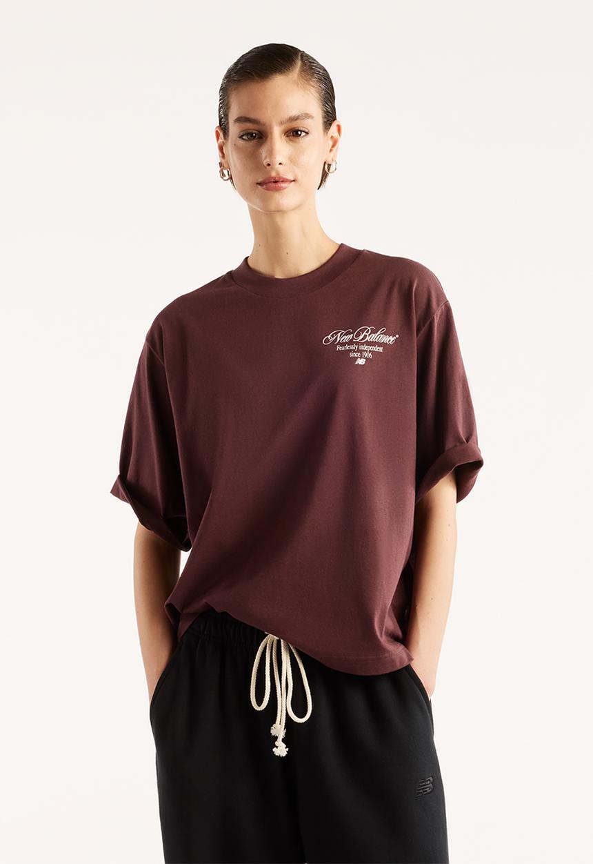 New Balance  - New Balance Pressed Flowers Tee  - Cherry Leather