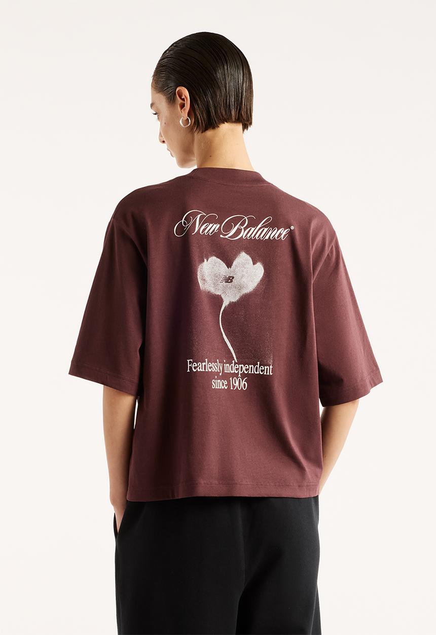 New Balance  - New Balance Pressed Flowers Tee  - Cherry Leather