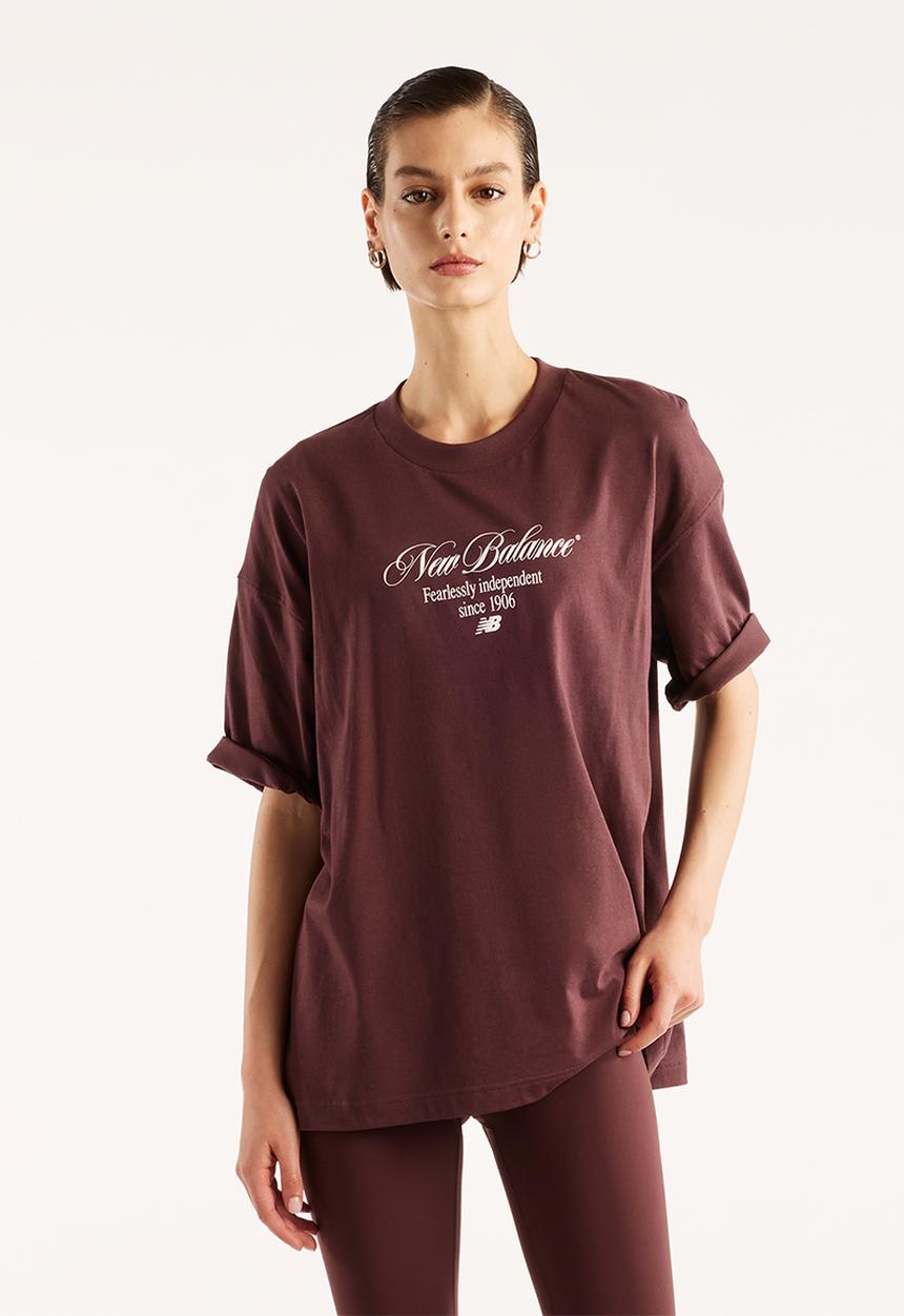 New Balance  - New Balance Pressed Flowers Memories OS Tee  - Cherry Leather