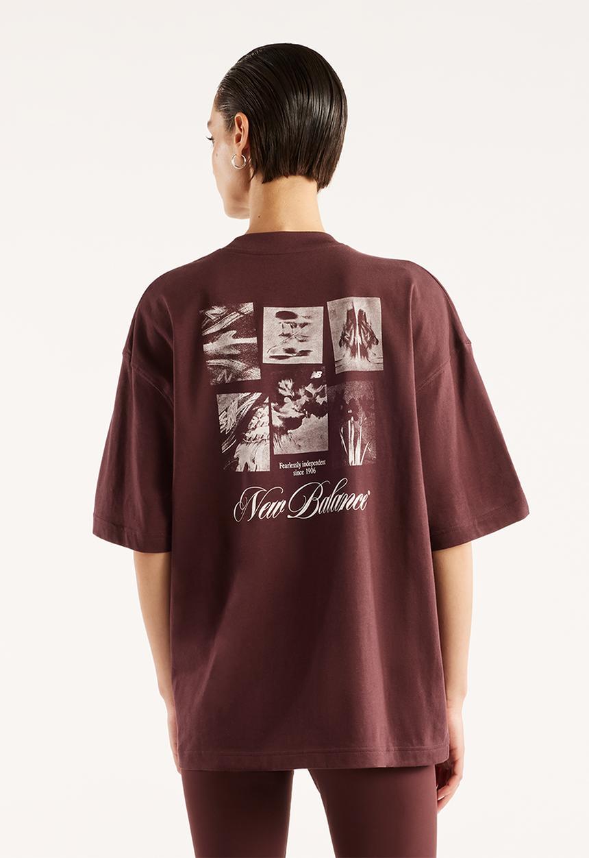 New Balance  - New Balance Pressed Flowers Memories OS Tee  - Cherry Leather