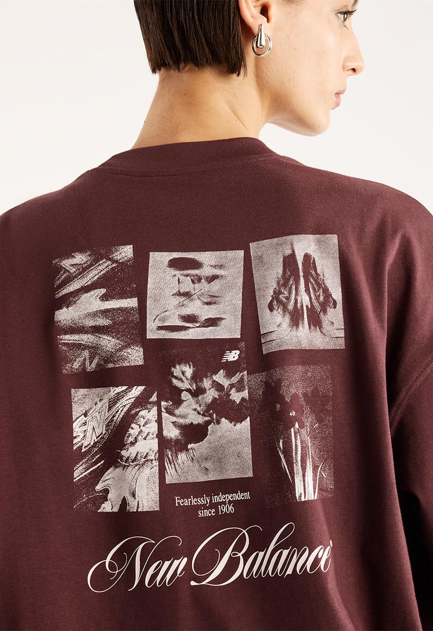New Balance  - New Balance Pressed Flowers Memories OS Tee  - Cherry Leather