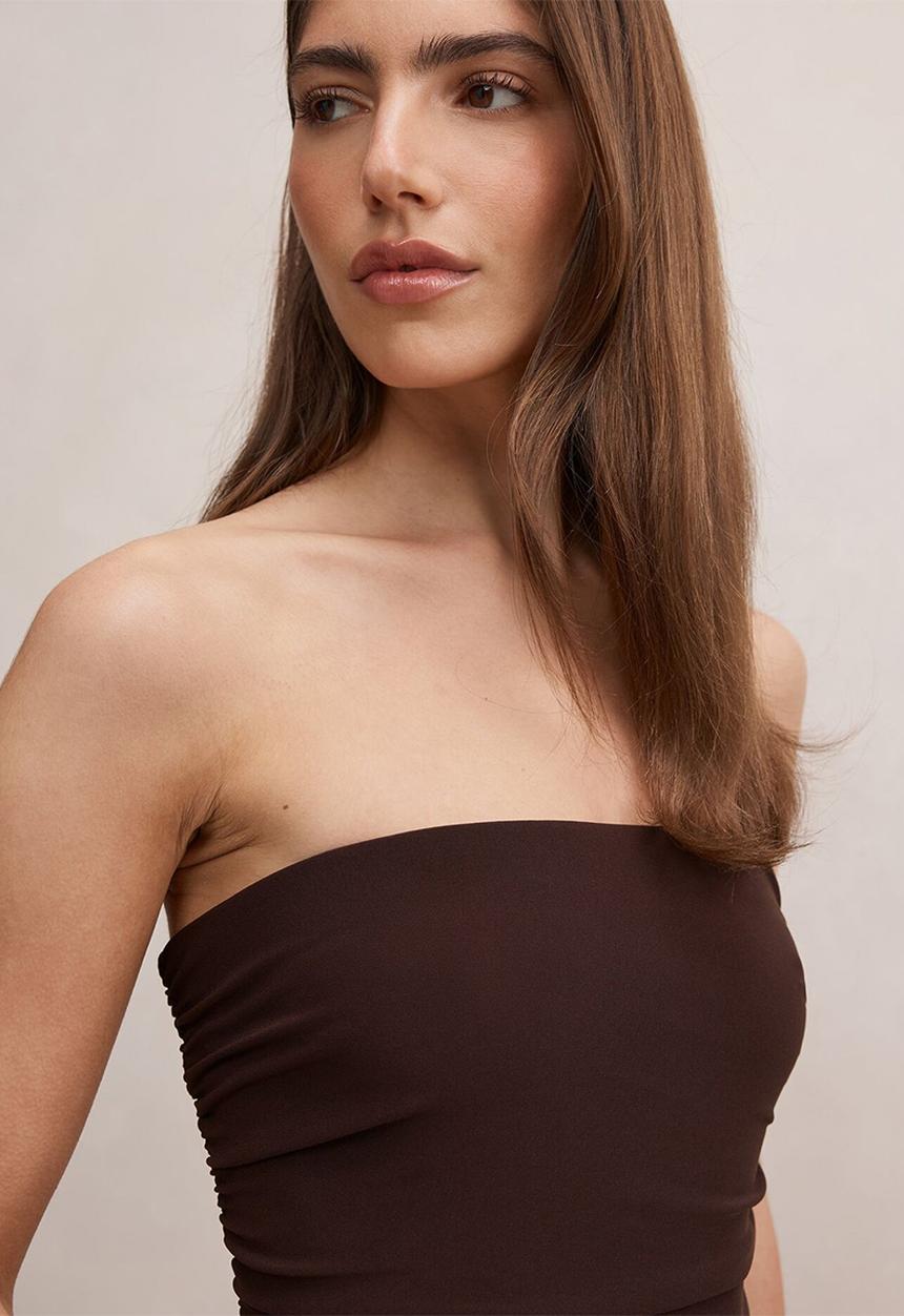 Forever New - Keely strapless jersey maxi dress in bitter chocolate