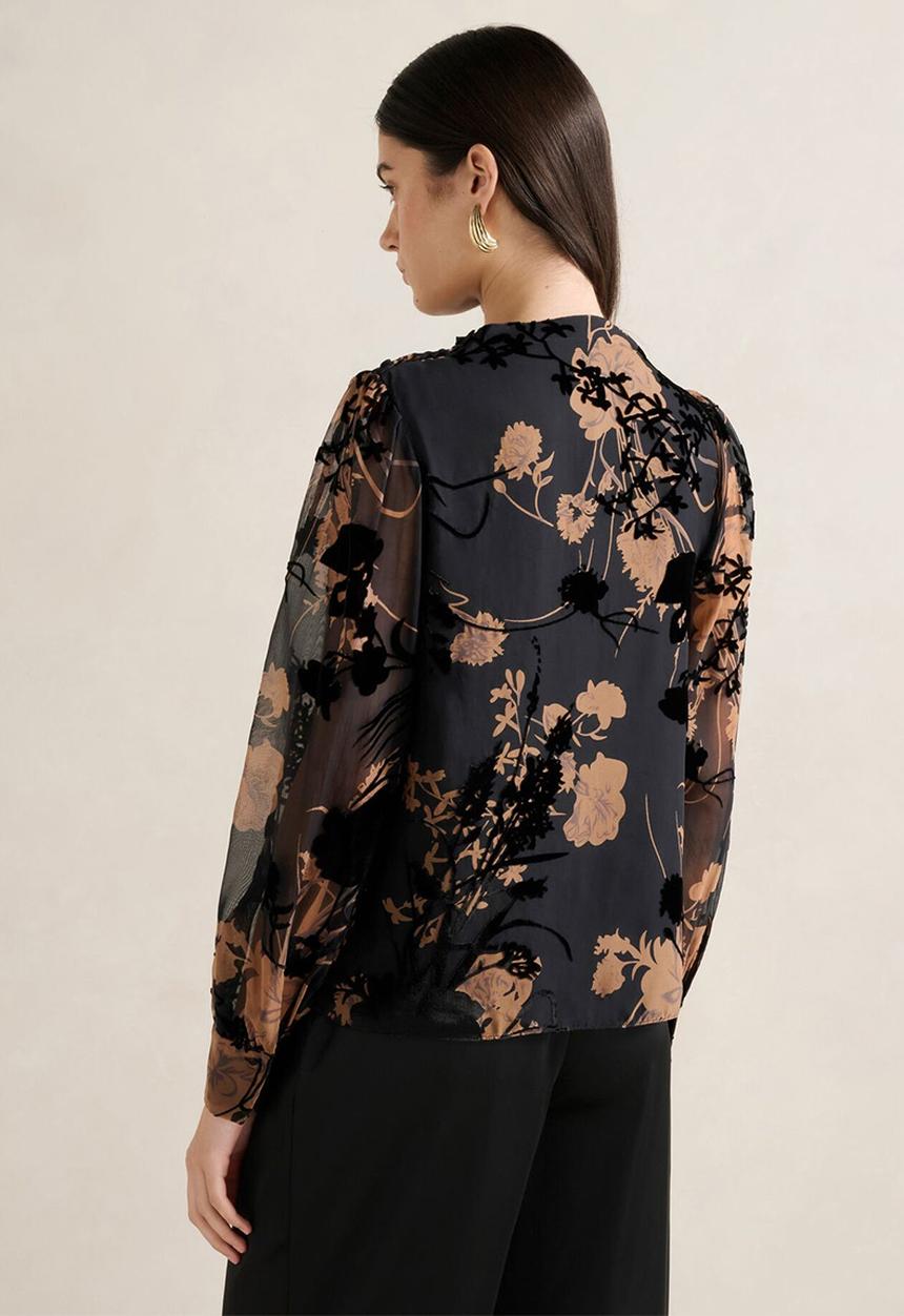 Forever New - Amaya drape blouse - black/brown