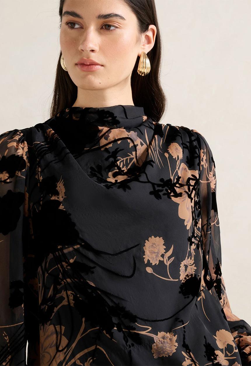Forever New - Amaya drape blouse - black/brown