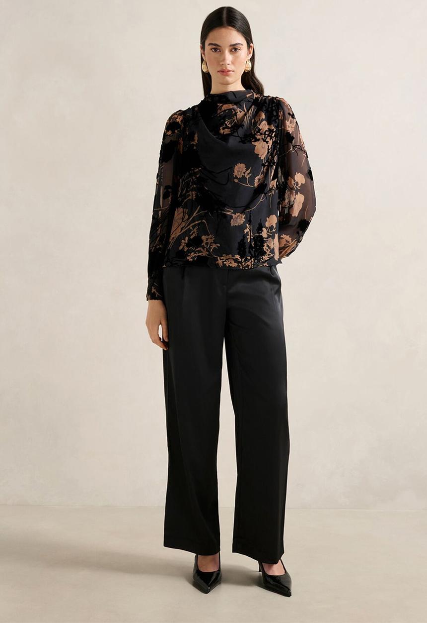 Forever New - Amaya drape blouse - black/brown