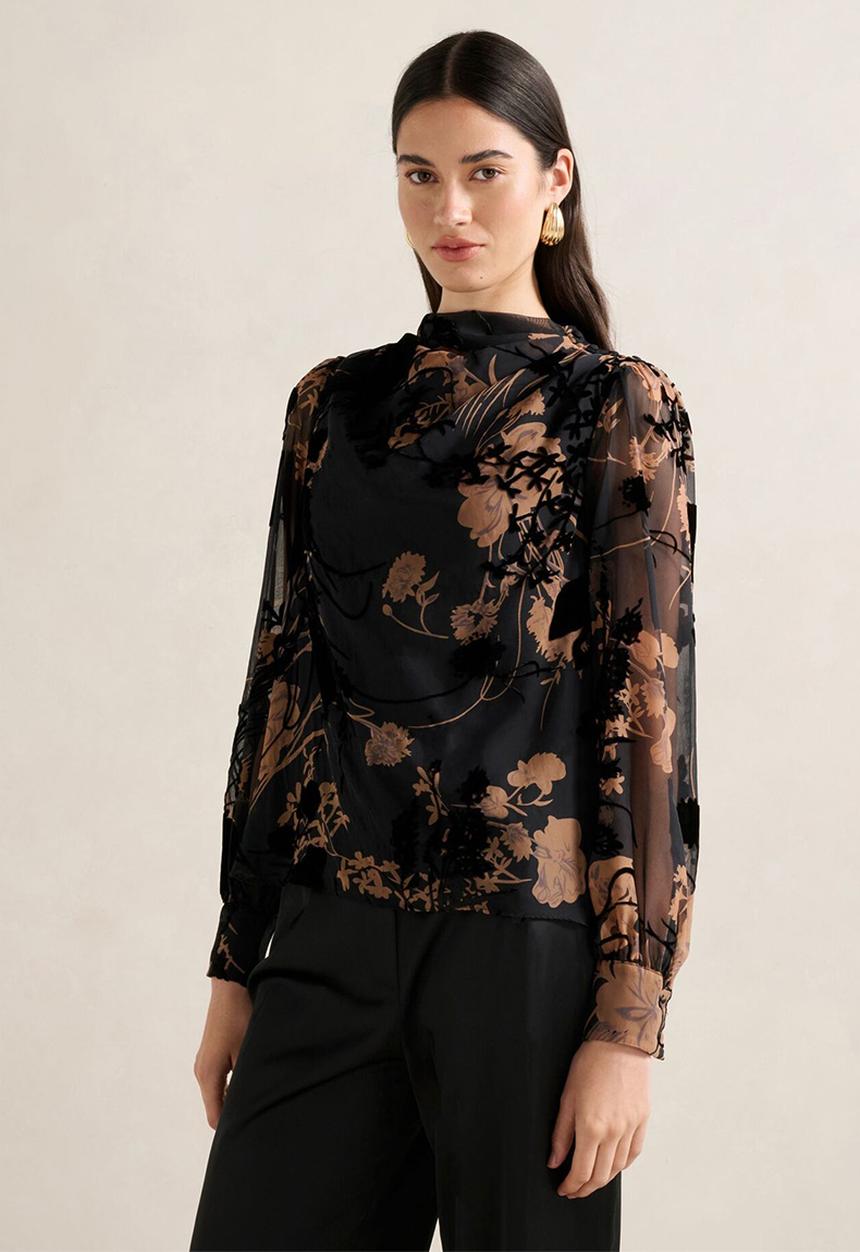 Forever New - Amaya drape blouse - black/brown