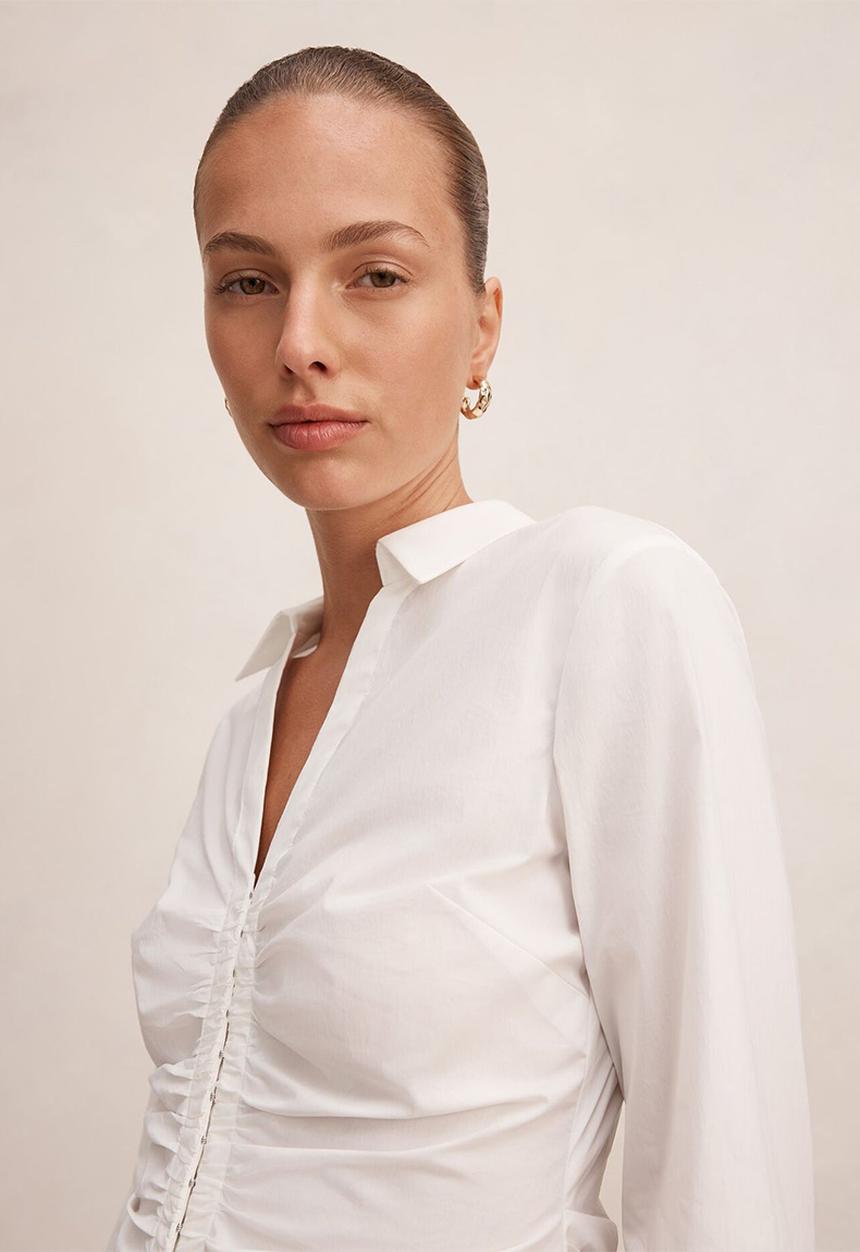 Forever New - Ainsley gathered shirt - porcelain