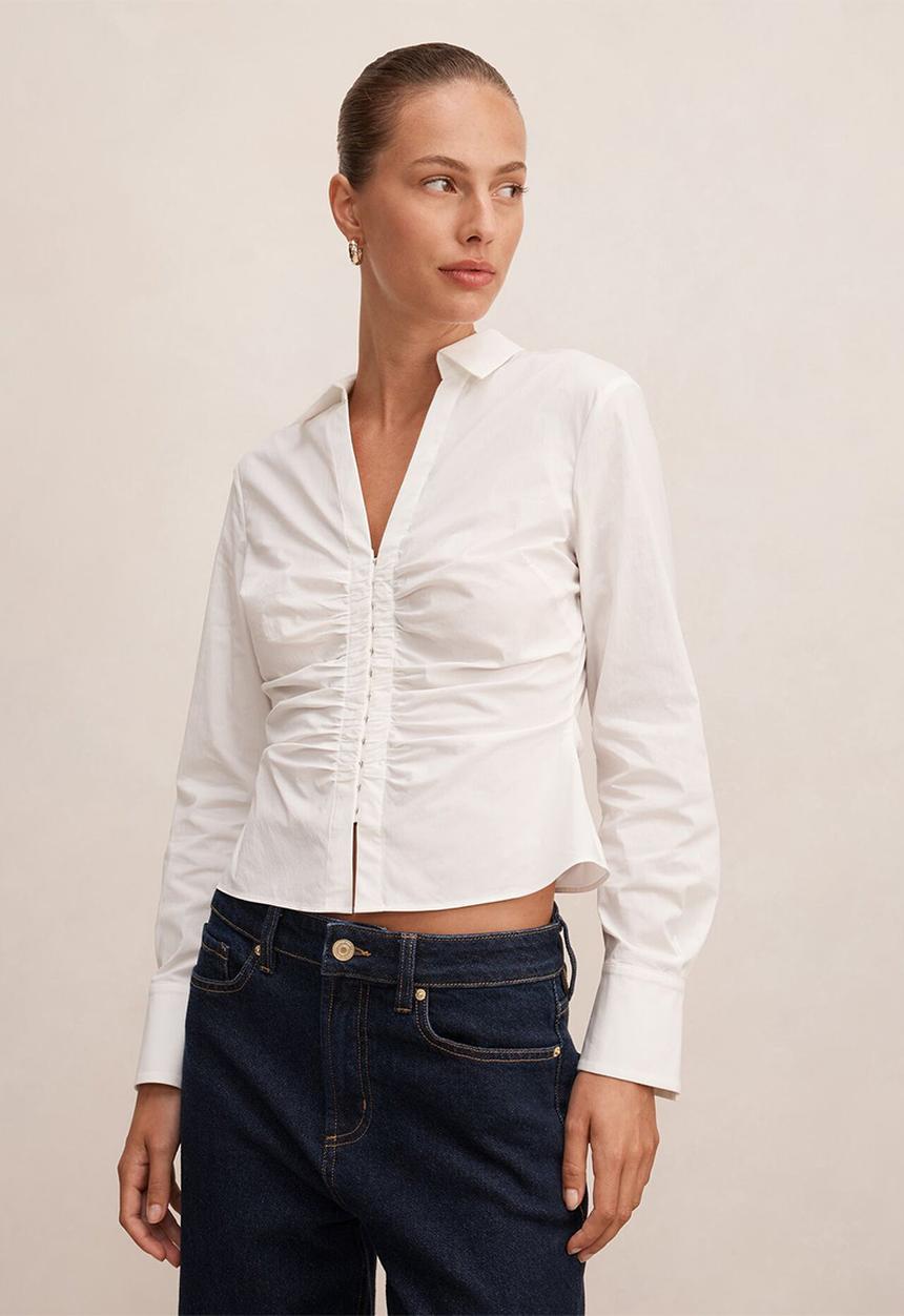 Forever New - Ainsley gathered shirt - porcelain