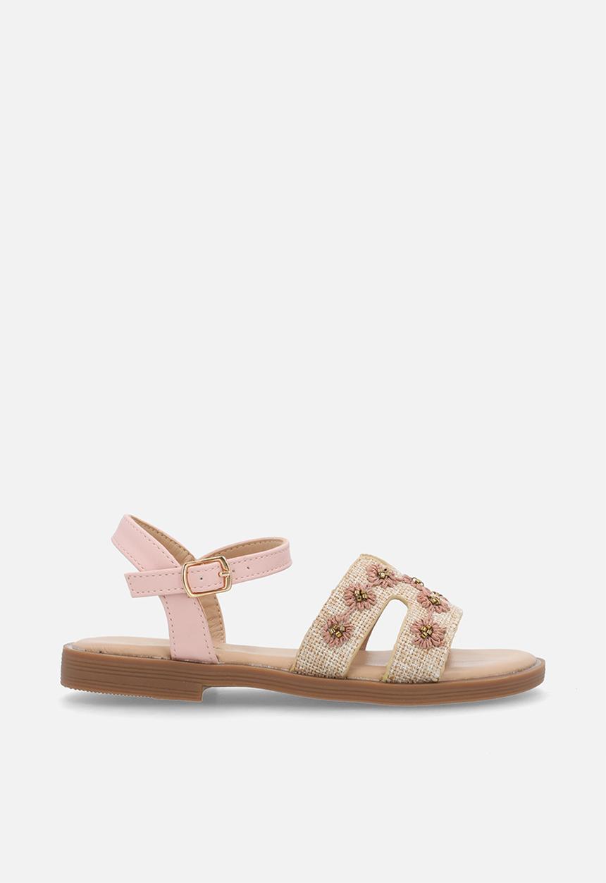 Little Miss Black - Mona 1 Raffia H-cut Sandal - Pink