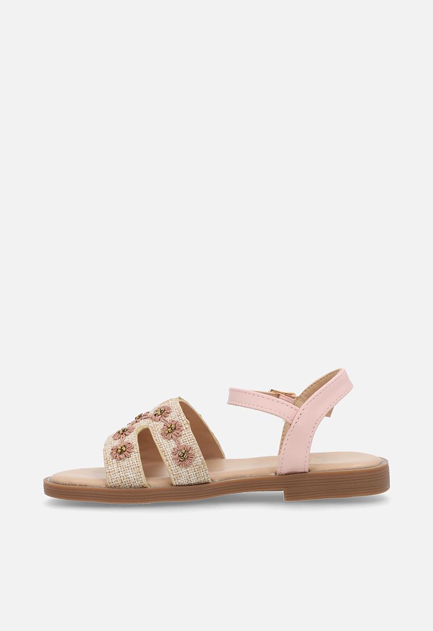 Little Miss Black - Mona 1 Raffia H-cut Sandal - Pink