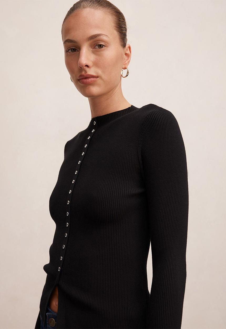 Forever New - Francis button detail top in black