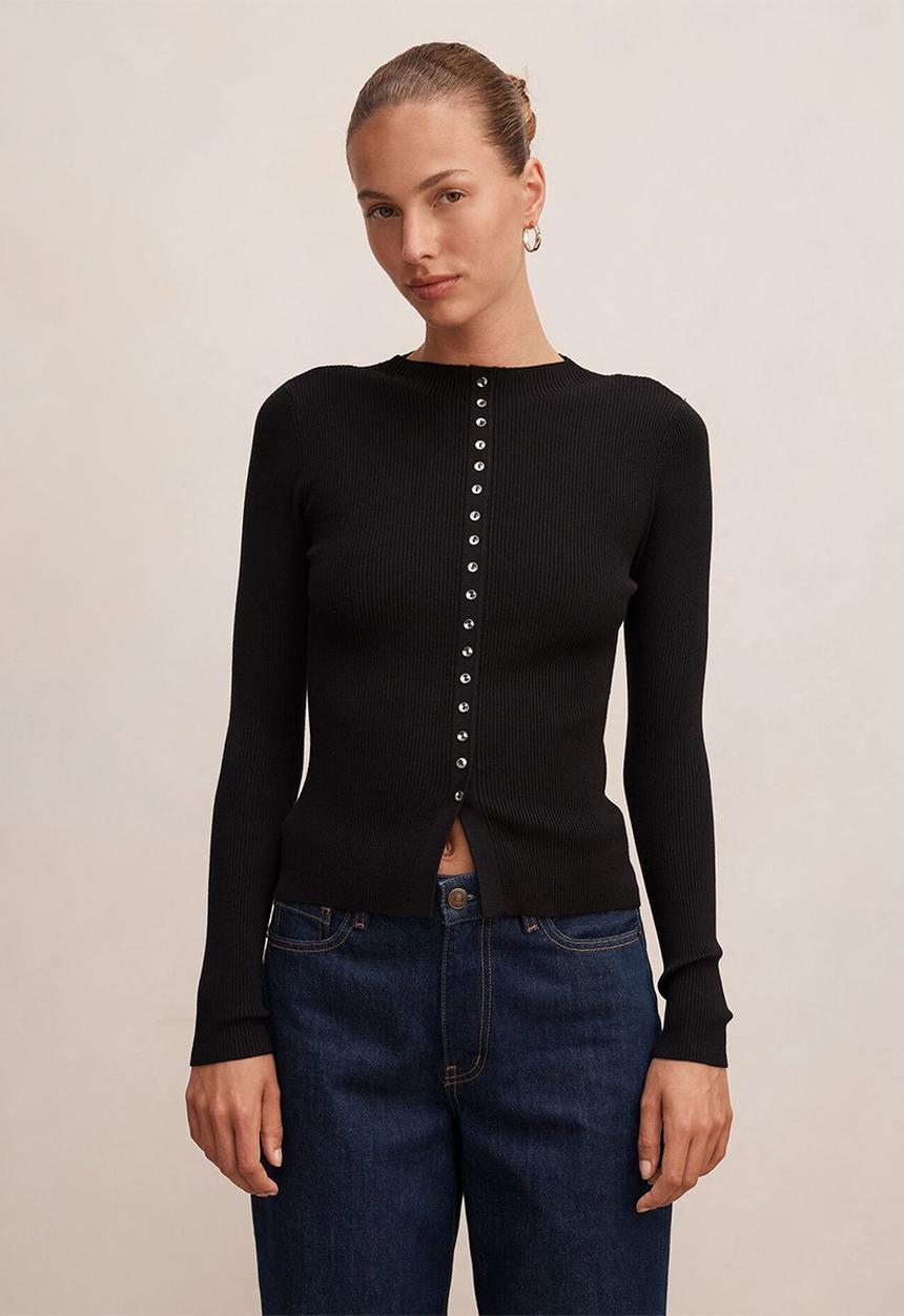 Forever New - Francis button detail top in black