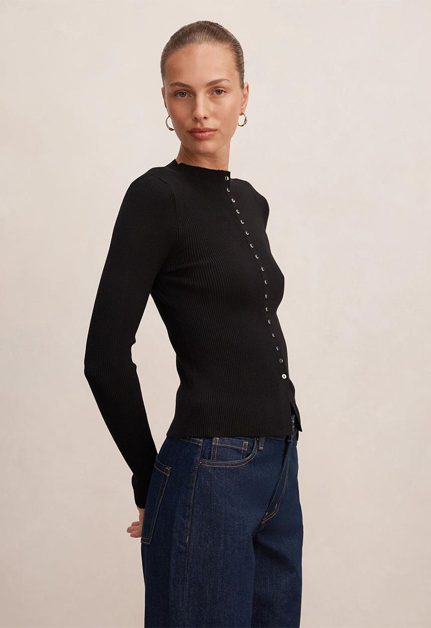 Forever New - Francis button detail top in black