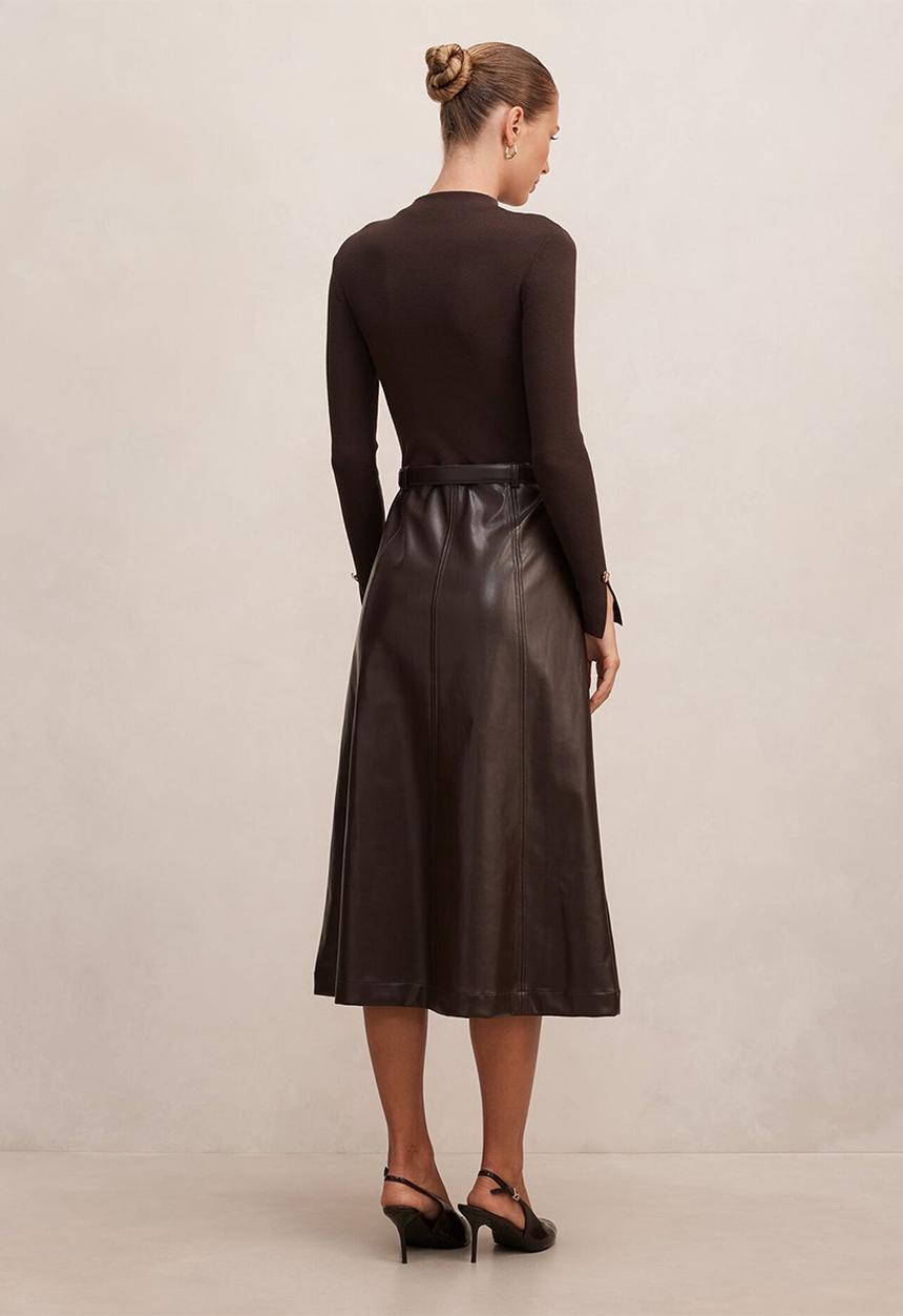 Forever New - Monique pu a-line dress in chocolate