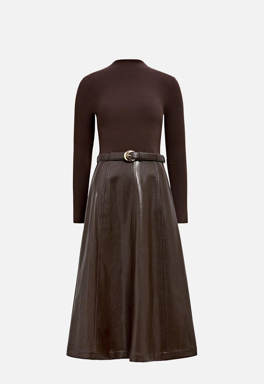 Forever New - Monique pu a-line dress in chocolate